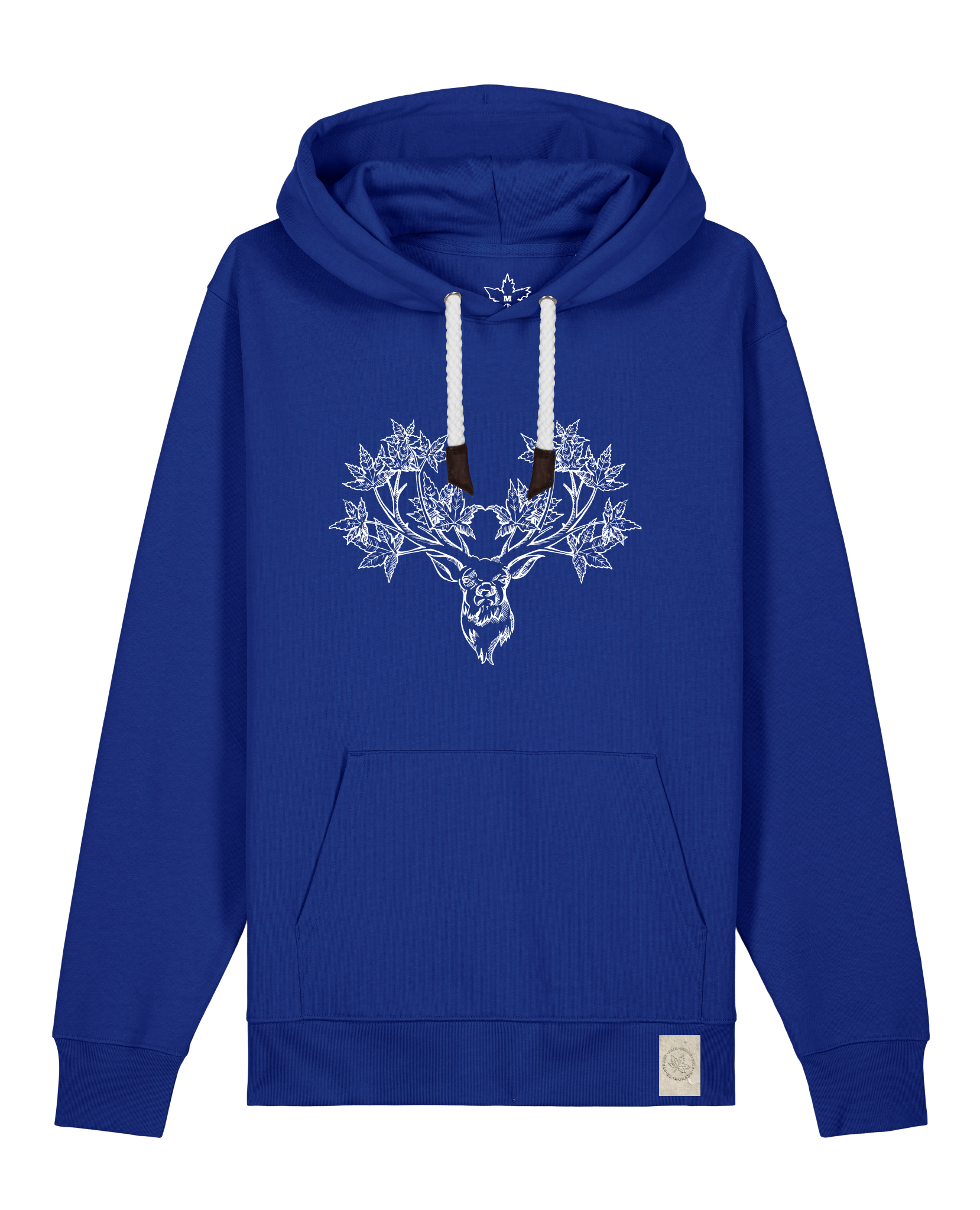 bio-unisex-medium fit-hoodie-king of wood-stsu177-kornblume-weiße kordel-front