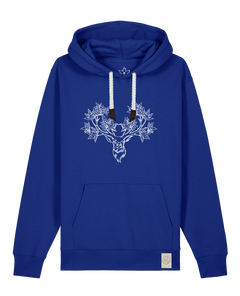 bio-unisex-medium fit-hoodie-king of wood-stsu177-kornblume-weiße kordel-front