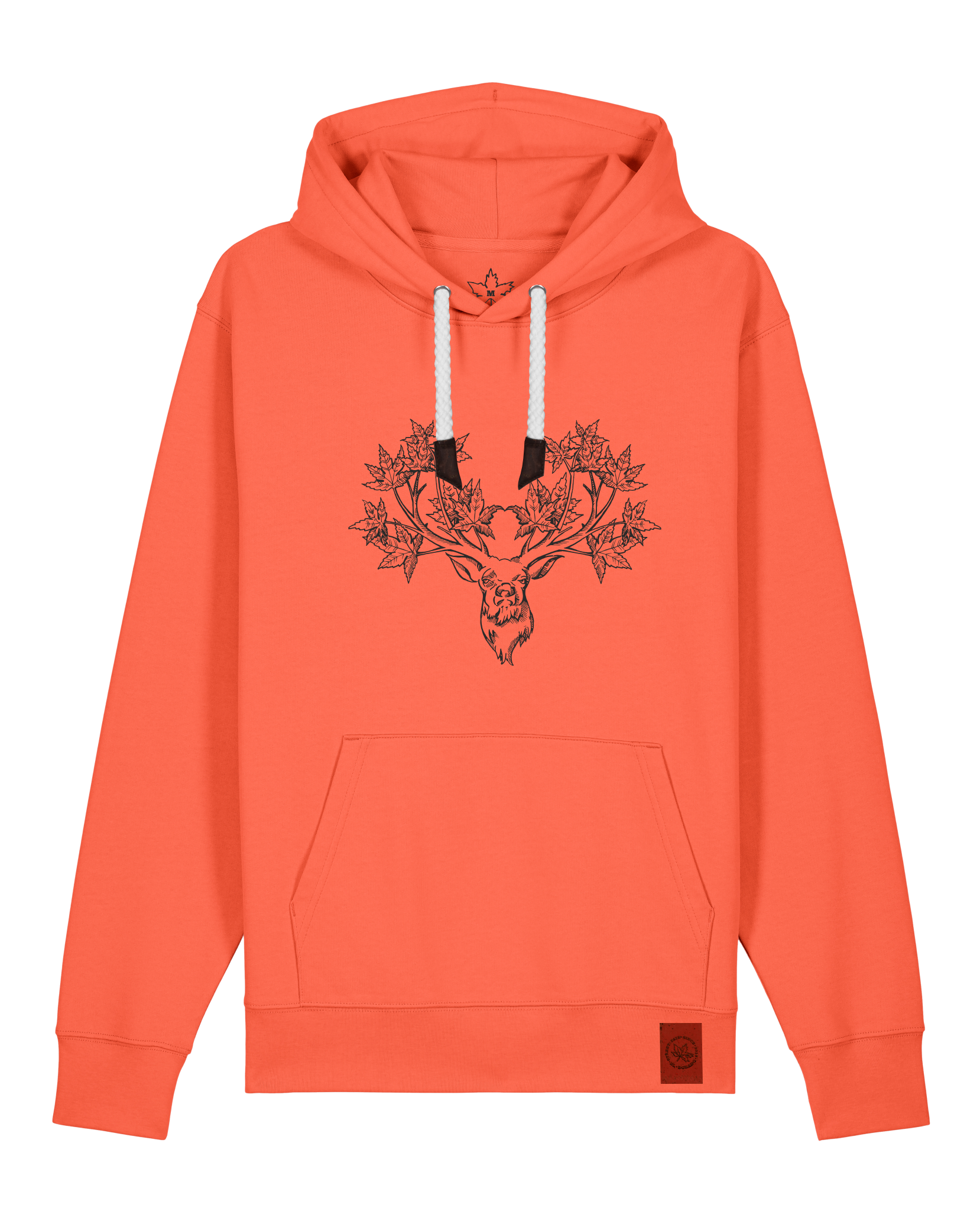 bio-unisex-medium fit-hoodie-king of wood-stsu177-mandarine-weiße kordel-front