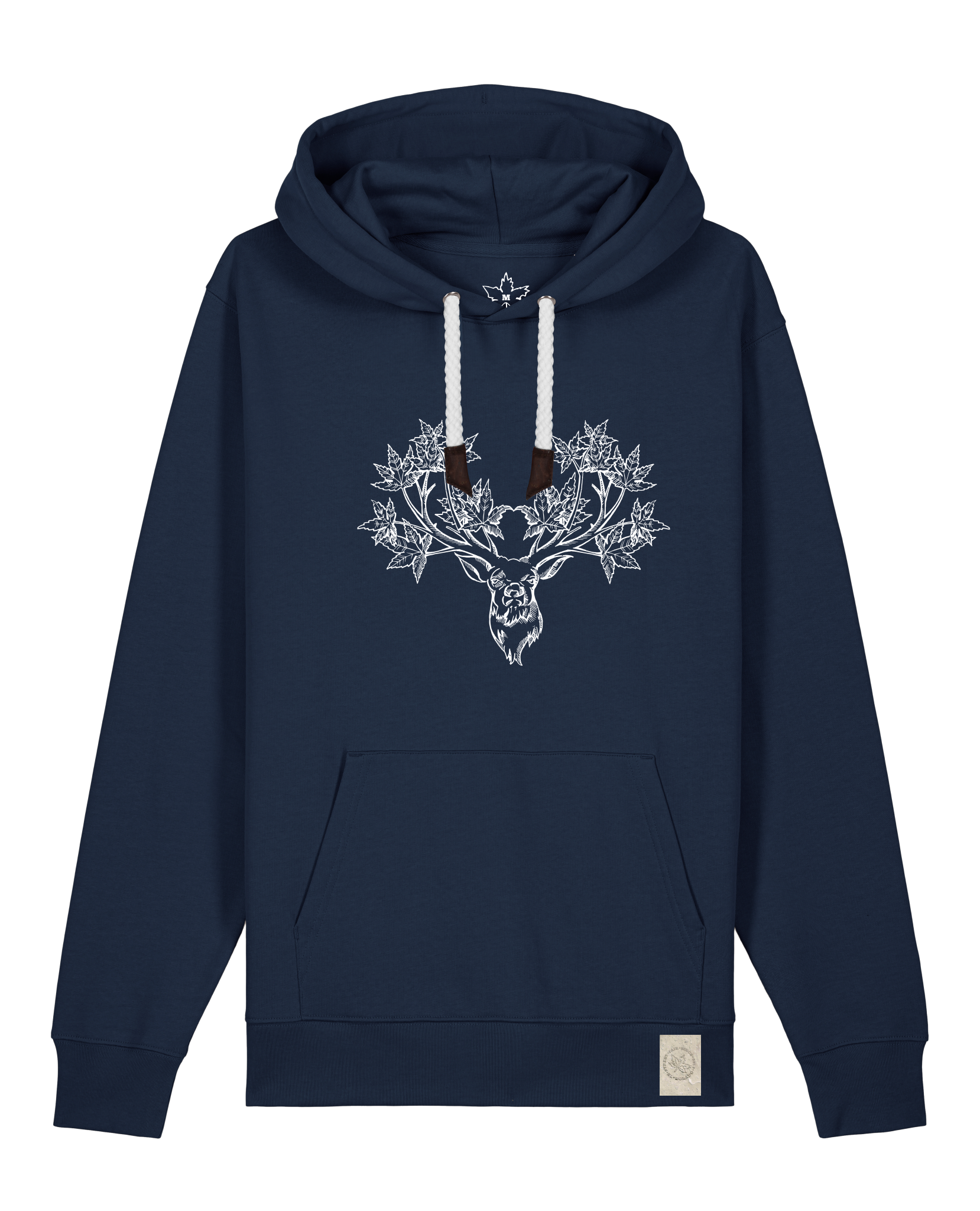 bio-unisex-medium fit-hoodie-king of wood-stsu177-marine-weiße kordel-front