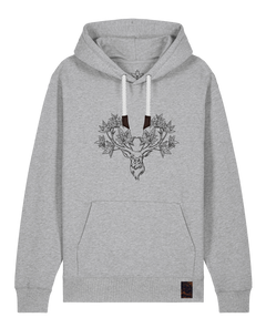 bio-unisex-medium fit-hoodie-king of wood-stsu177-mausgrau-weiße kordel-front