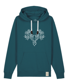 bio-unisex-medium fit-hoodie-king of wood-stsu177-nordmanntanne-weiße kordel-front
