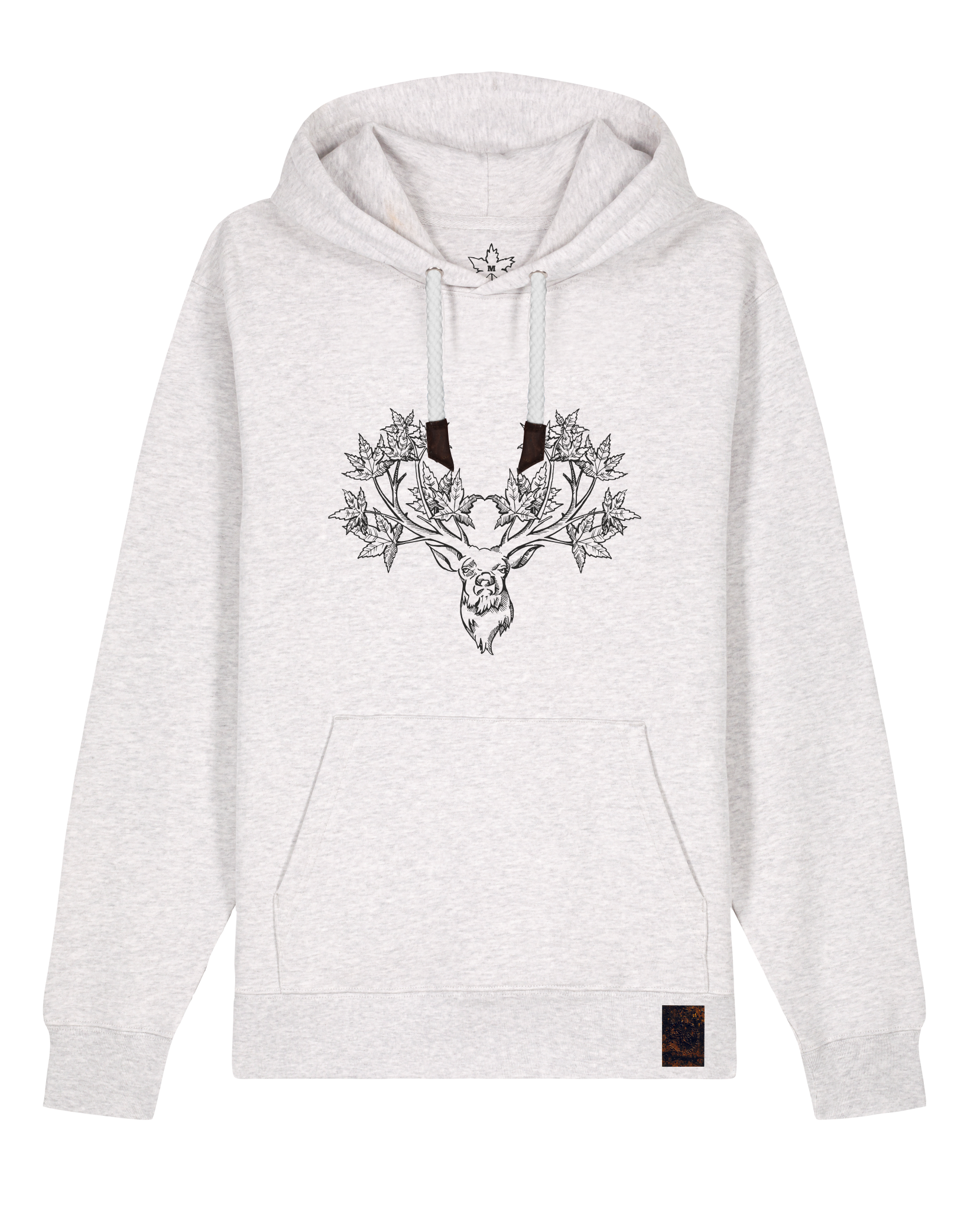 bio-unisex-medium fit-hoodie-king of wood-stsu177-rennmaus-weiße kordel-front