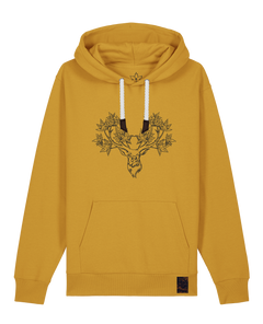bio-unisex-medium fit-hoodie-king of wood-stsu177-senf-weiße kordel-front