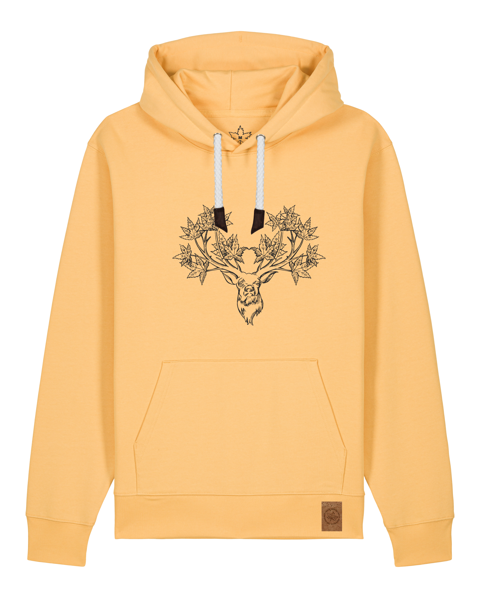 bio-unisex-medium fit-hoodie-king of wood-stsu177-senfkorn-weiße kordel-front