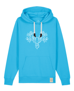 bio-unisex-medium fit-hoodie-king of wood-stsu177-wasserblau-weiße kordel-front
