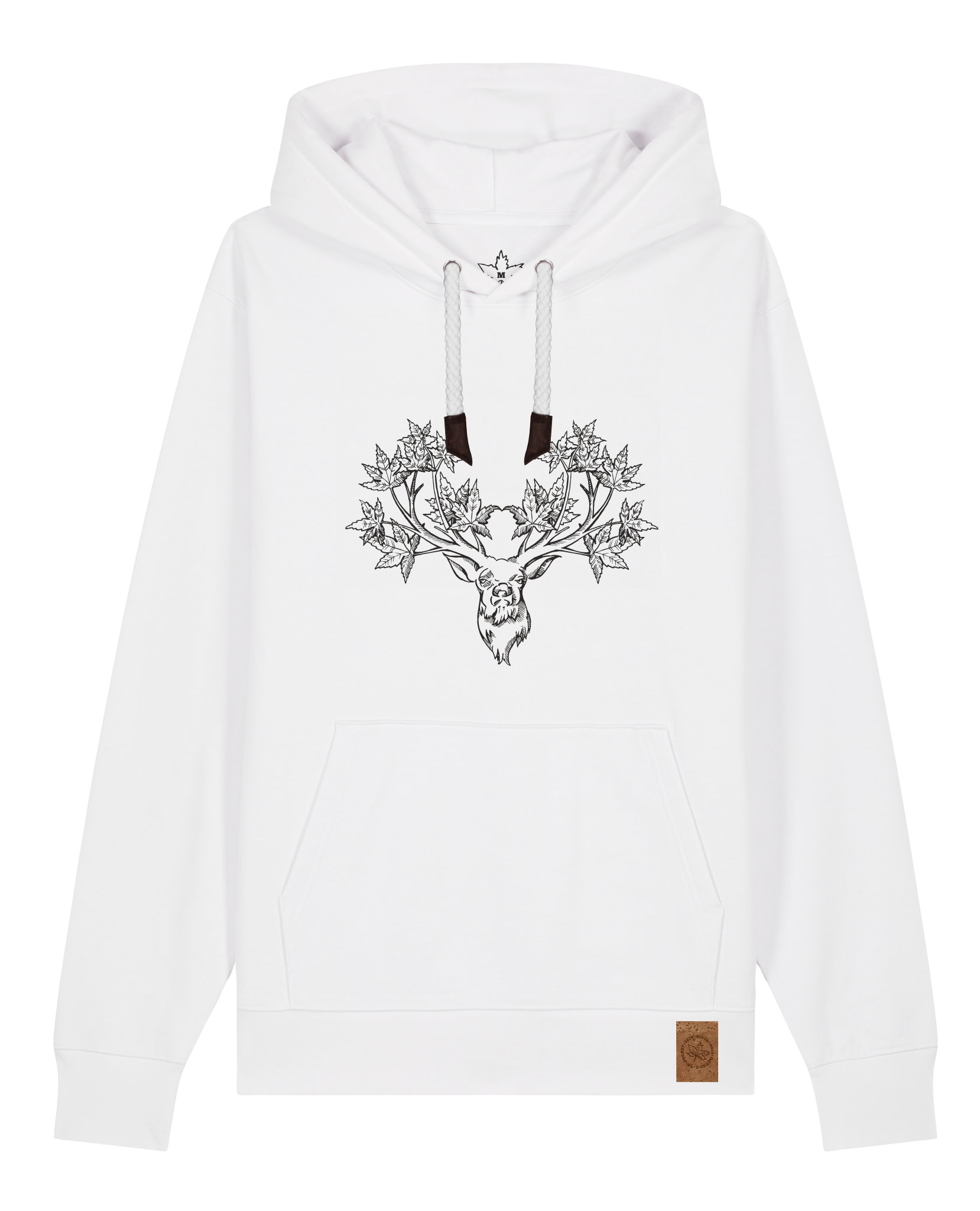 bio-unisex-medium fit-hoodie-king of wood-stsu177-weiß-weiße kordel-front