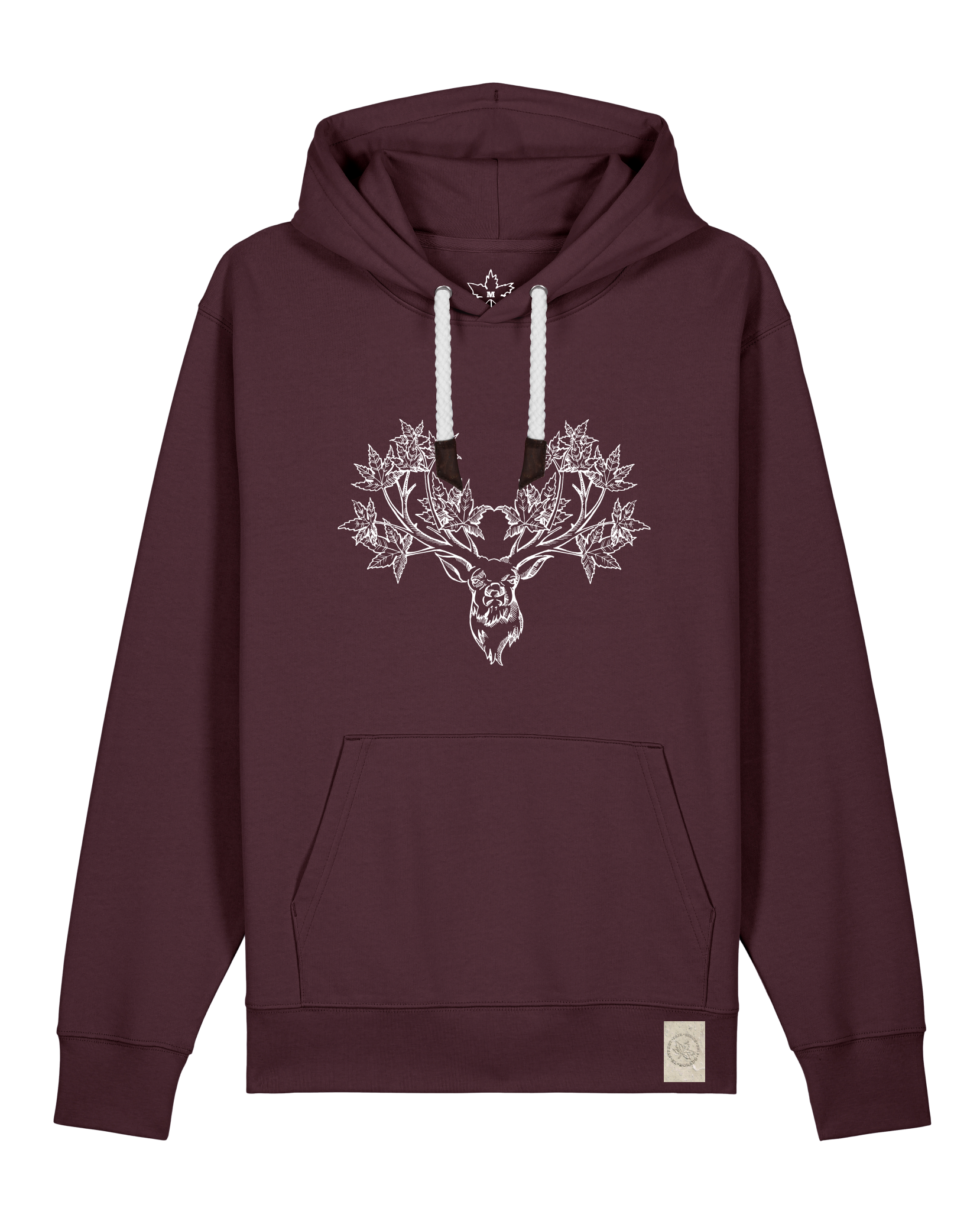 bio-unisex-medium fit-hoodie-king of wood-stsu177-zartbitter-weiße kordel-front