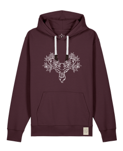 bio-unisex-medium fit-hoodie-king of wood-stsu177-zartbitter-weiße kordel-front