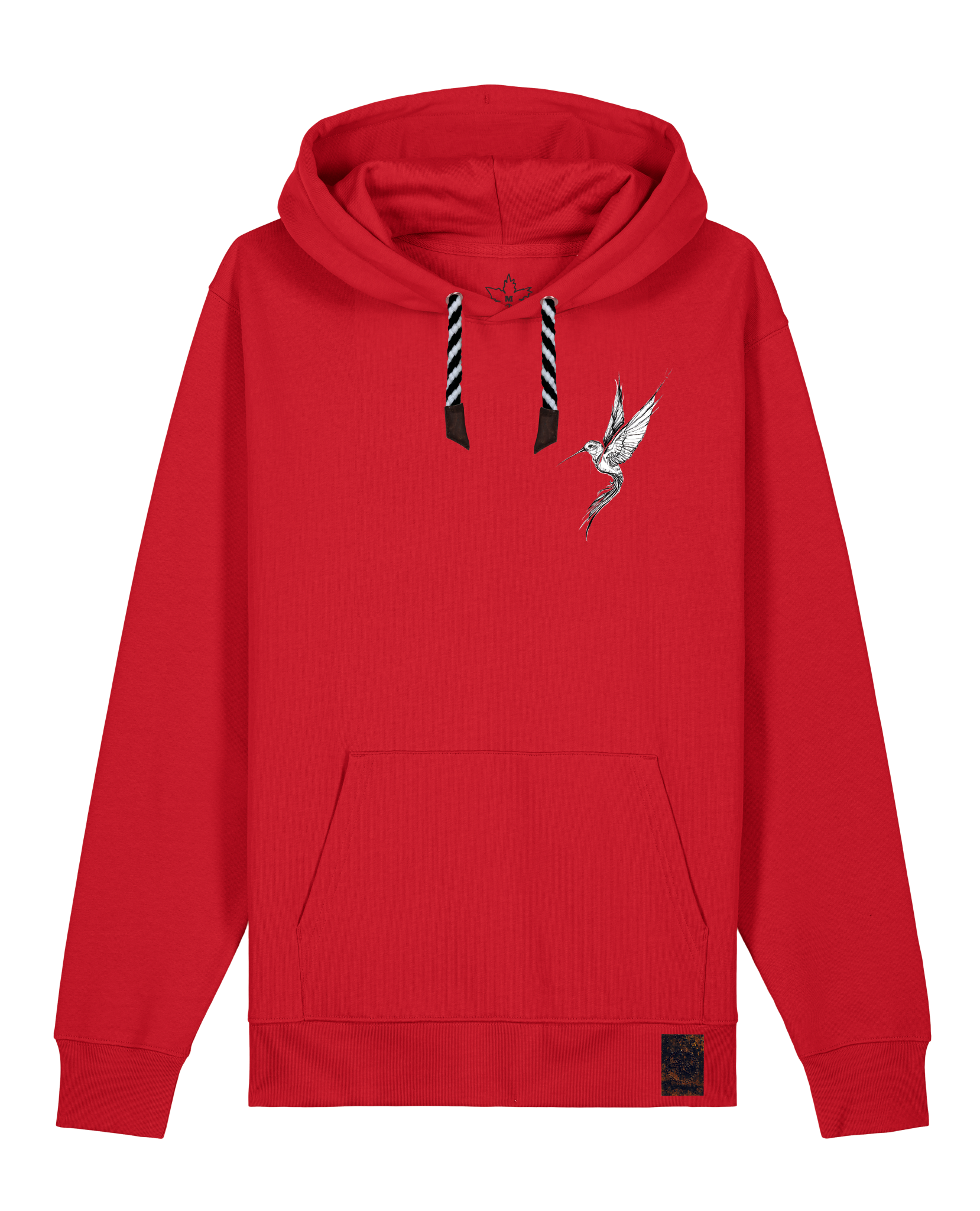 bio-unisex-medium fit-hoodie-kolibri (backprint)-stsu177-erdbeere-sw kordel-front