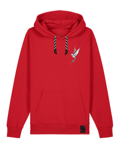 bio-unisex-medium fit-hoodie-kolibri (backprint)-stsu177-erdbeere-sw kordel-front