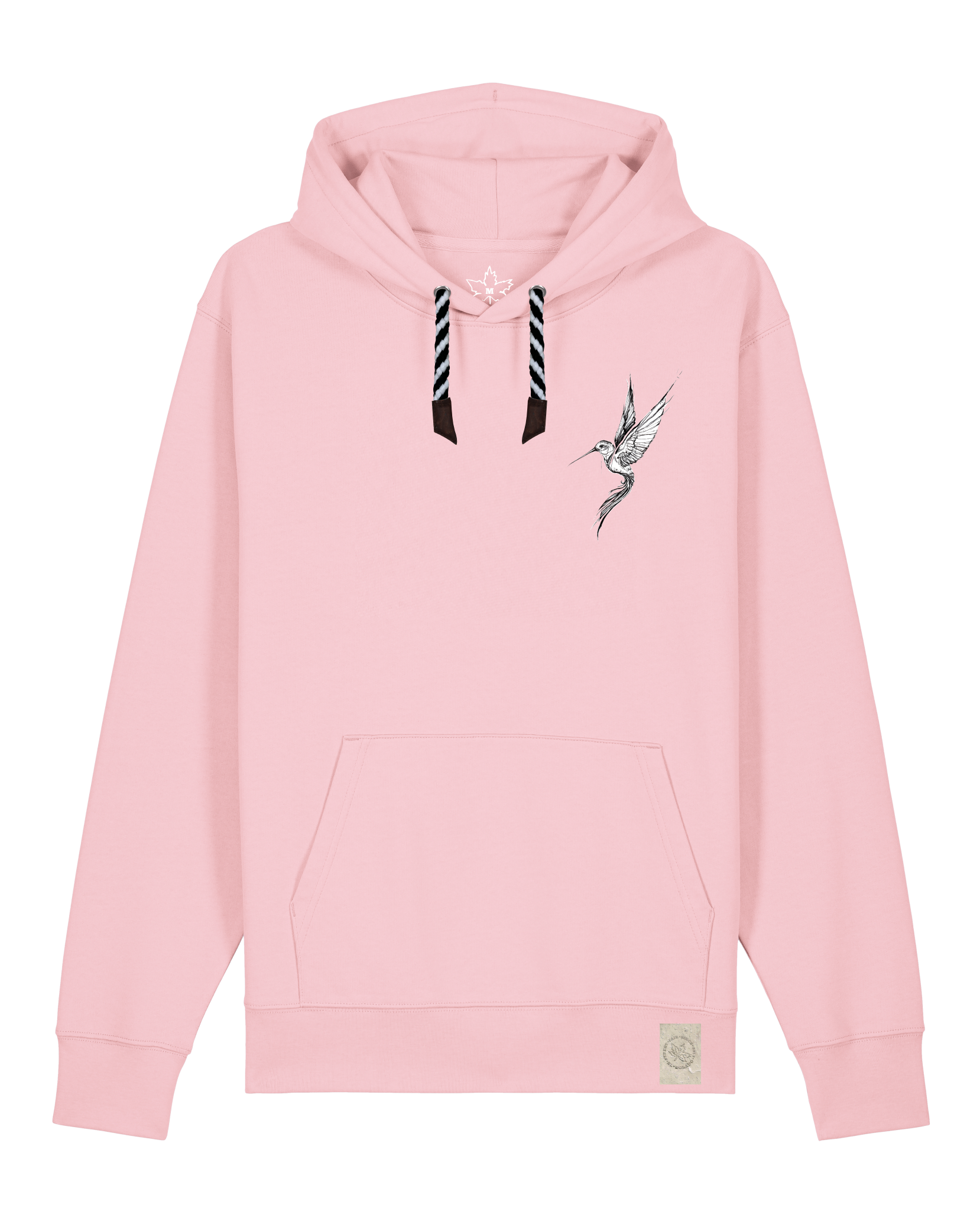 bio-unisex-medium fit-hoodie-kolibri (backprint)-stsu177-flamingo-sw kordel-front
