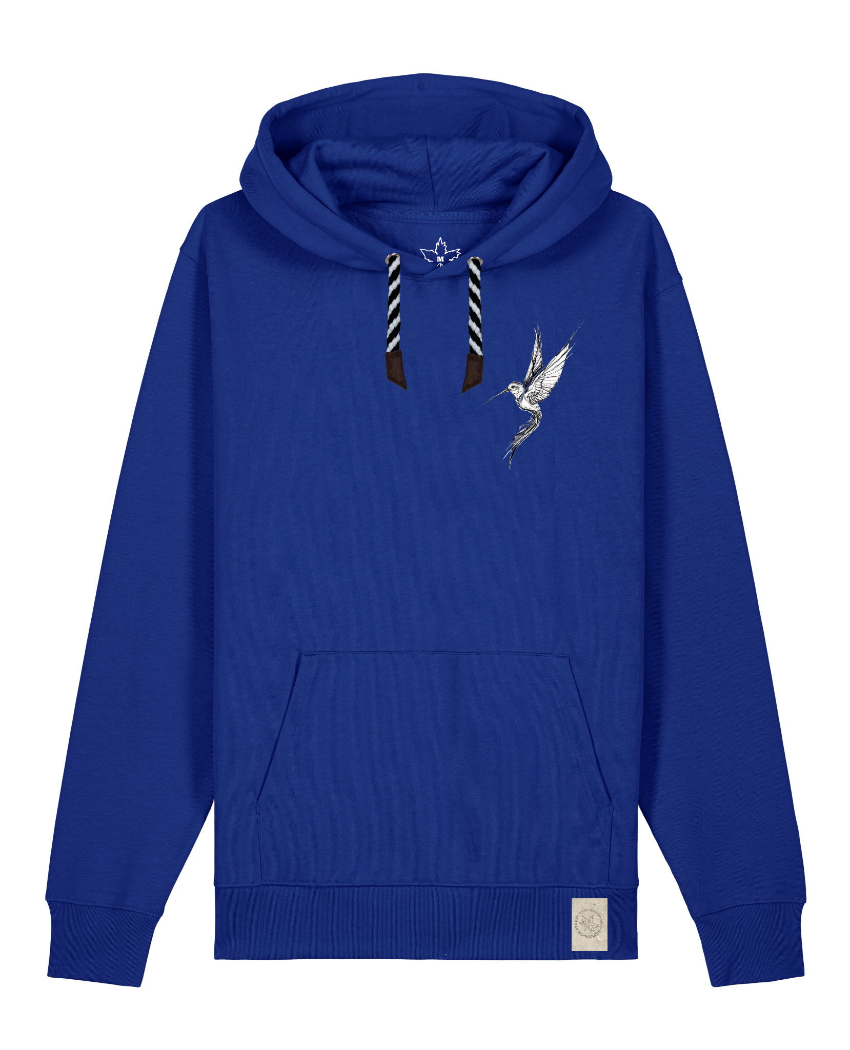 bio-unisex-medium fit-hoodie-kolibri (backprint)-stsu177-kornblume-sw kordel-front