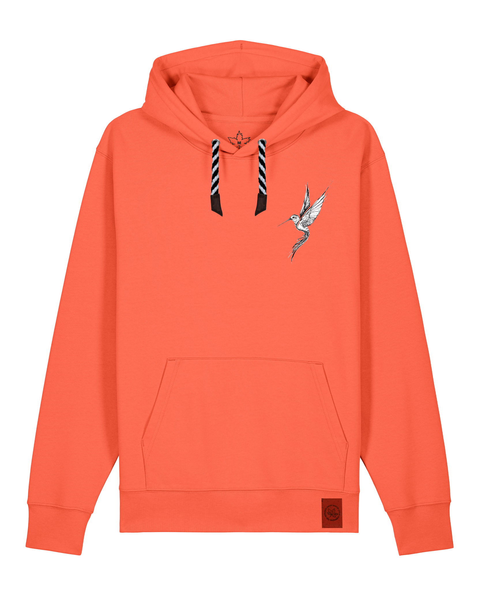 bio-unisex-medium fit-hoodie-kolibri (backprint)-stsu177-mandarine-sw kordel-front