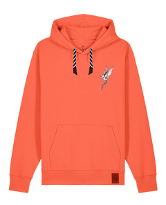 bio-unisex-medium fit-hoodie-kolibri (backprint)-stsu177-mandarine-sw kordel-front