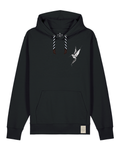 bio-unisex-medium fit-hoodie-kolibri (backprint)-stsu177-schwarz-sw kordel-front