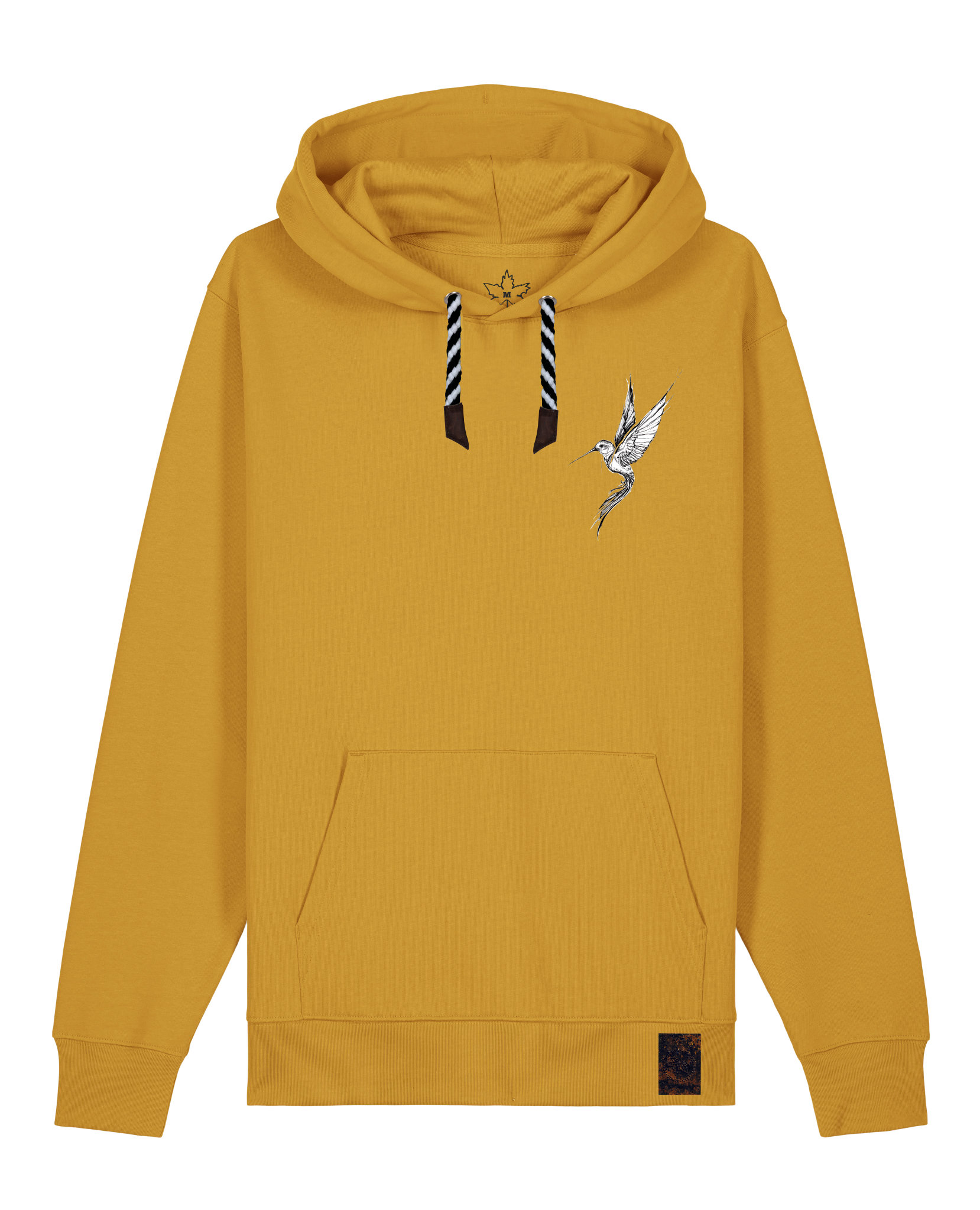 bio-unisex-medium fit-hoodie-kolibri (backprint)-stsu177-senf-sw kordel-front