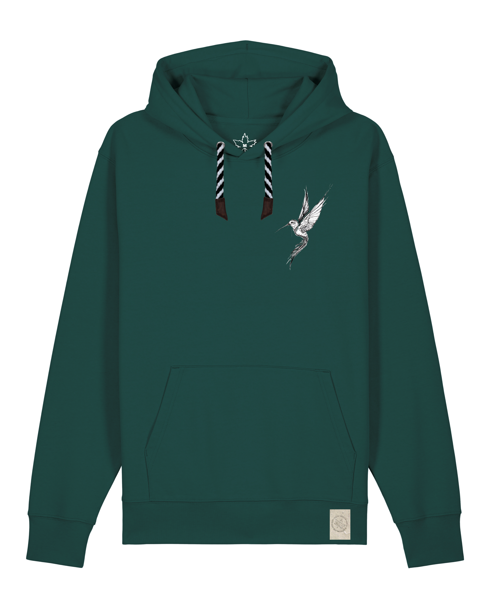 bio-unisex-medium fit-hoodie-kolibri (backprint)-stsu177-spirulina-sw kordel-front
