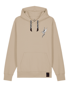 bio-unisex-medium fit-hoodie-kolibri (backprint)-stsu177-treibsand-sw kordel-front