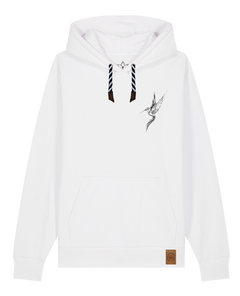 bio-unisex-medium fit-hoodie-kolibri (backprint)-stsu177-weiß-sw kordel-front