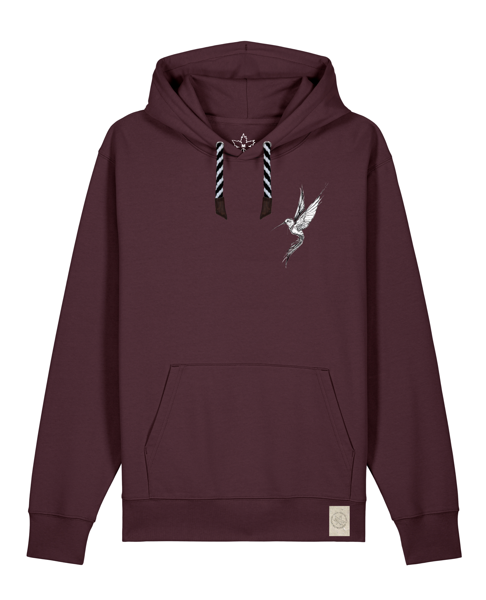 bio-unisex-medium fit-hoodie-kolibri (backprint)-stsu177-zartbitter-sw kordel-front