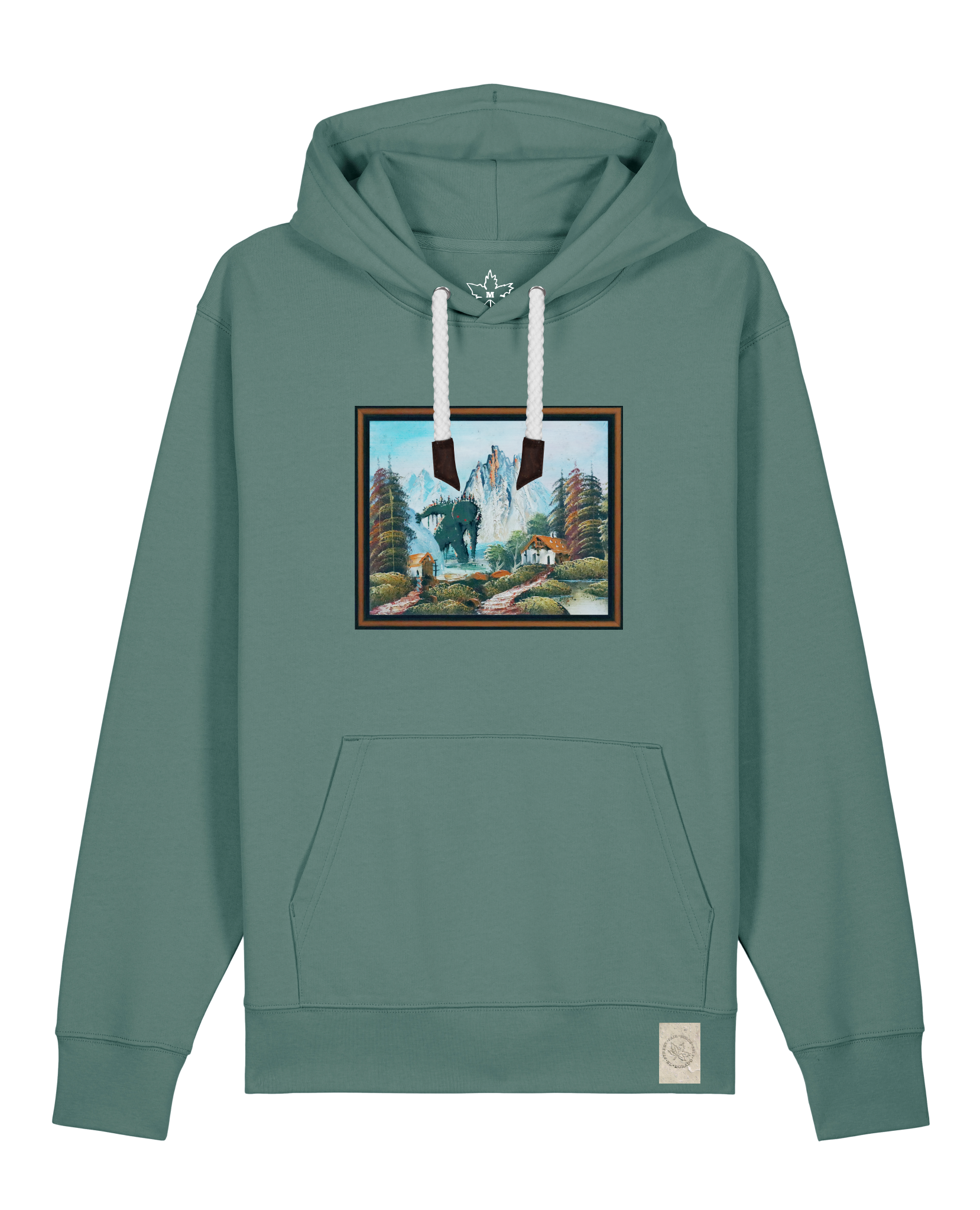 bio-unisex-medium fit-hoodie-krakonoš in holidays-stsu177-blautanne-weiße kordel-front