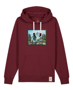 bio-unisex-medium fit-hoodie-krakonoš in holidays-stsu177-burgunder rot-weiße kordel-front