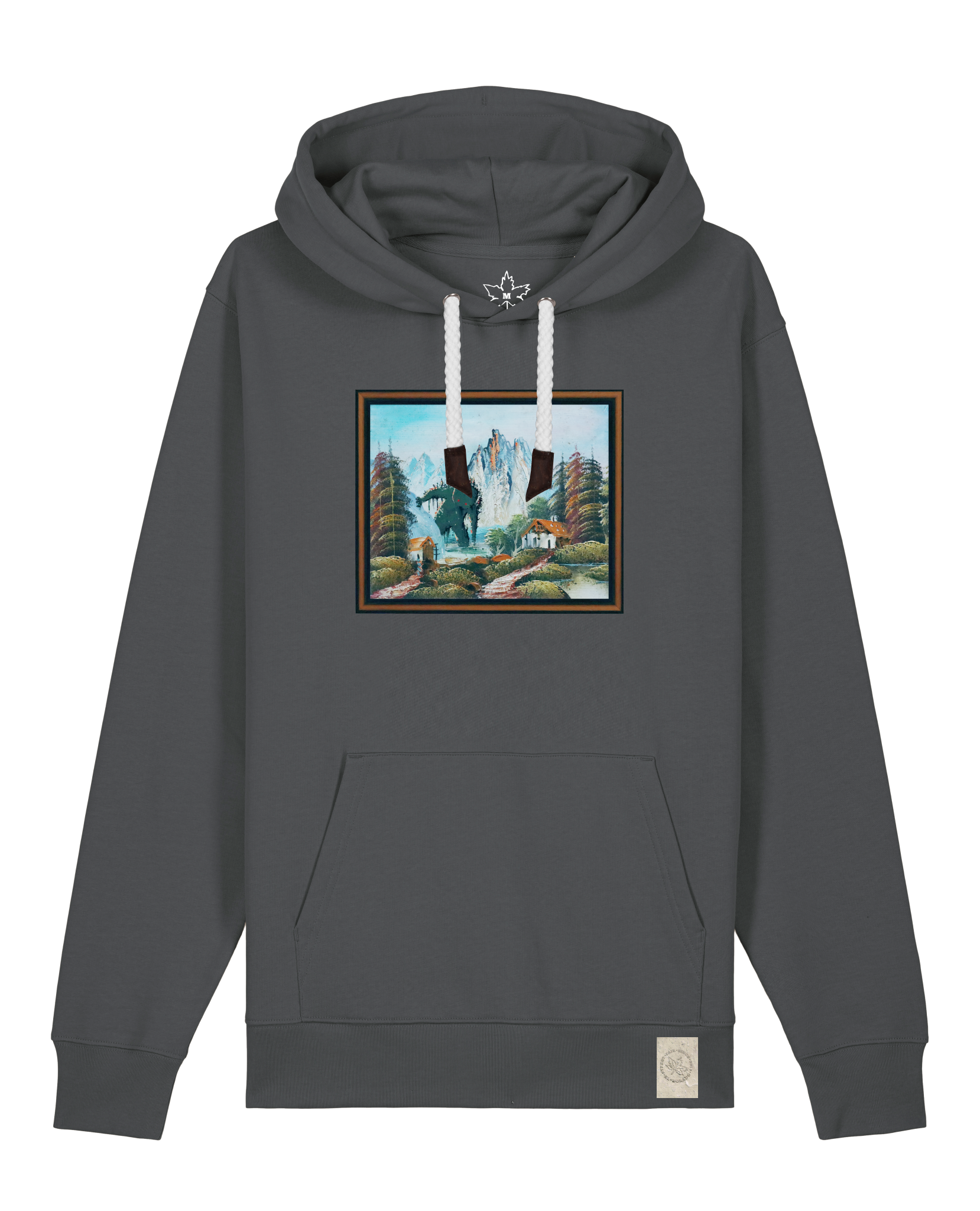bio-unisex-medium fit-hoodie-krakonoš in holidays-stsu177-eisen-weiße kordel-front