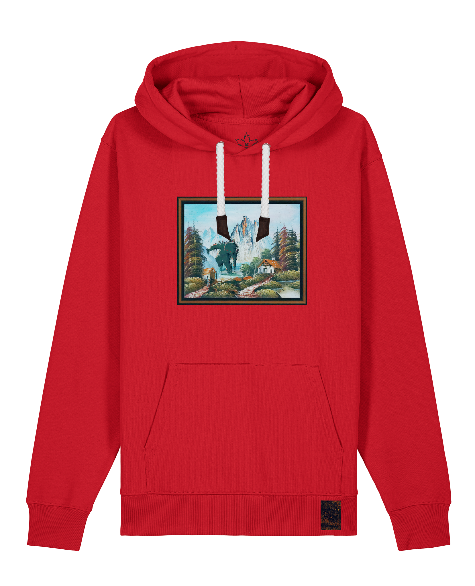 bio-unisex-medium fit-hoodie-krakonoš in holidays-stsu177-erdbeere-weiße kordel-front