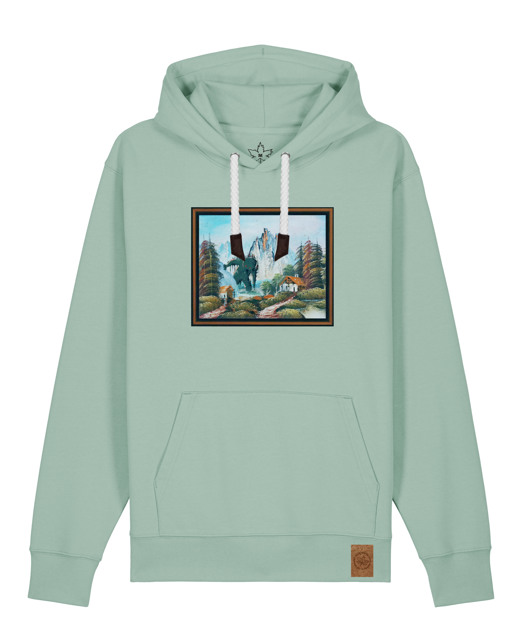 bio-unisex-medium fit-hoodie-krakonoš in holidays-stsu177-eukalyptus-weiße kordel-front