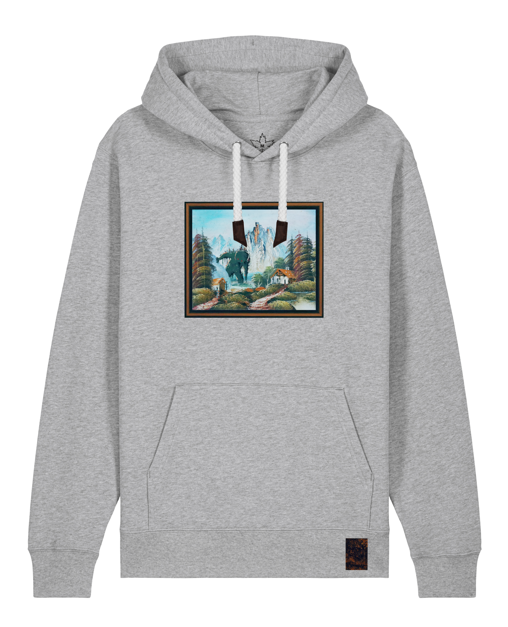 bio-unisex-medium fit-hoodie-krakonoš in holidays-stsu177-mausgrau-weiße kordel-front