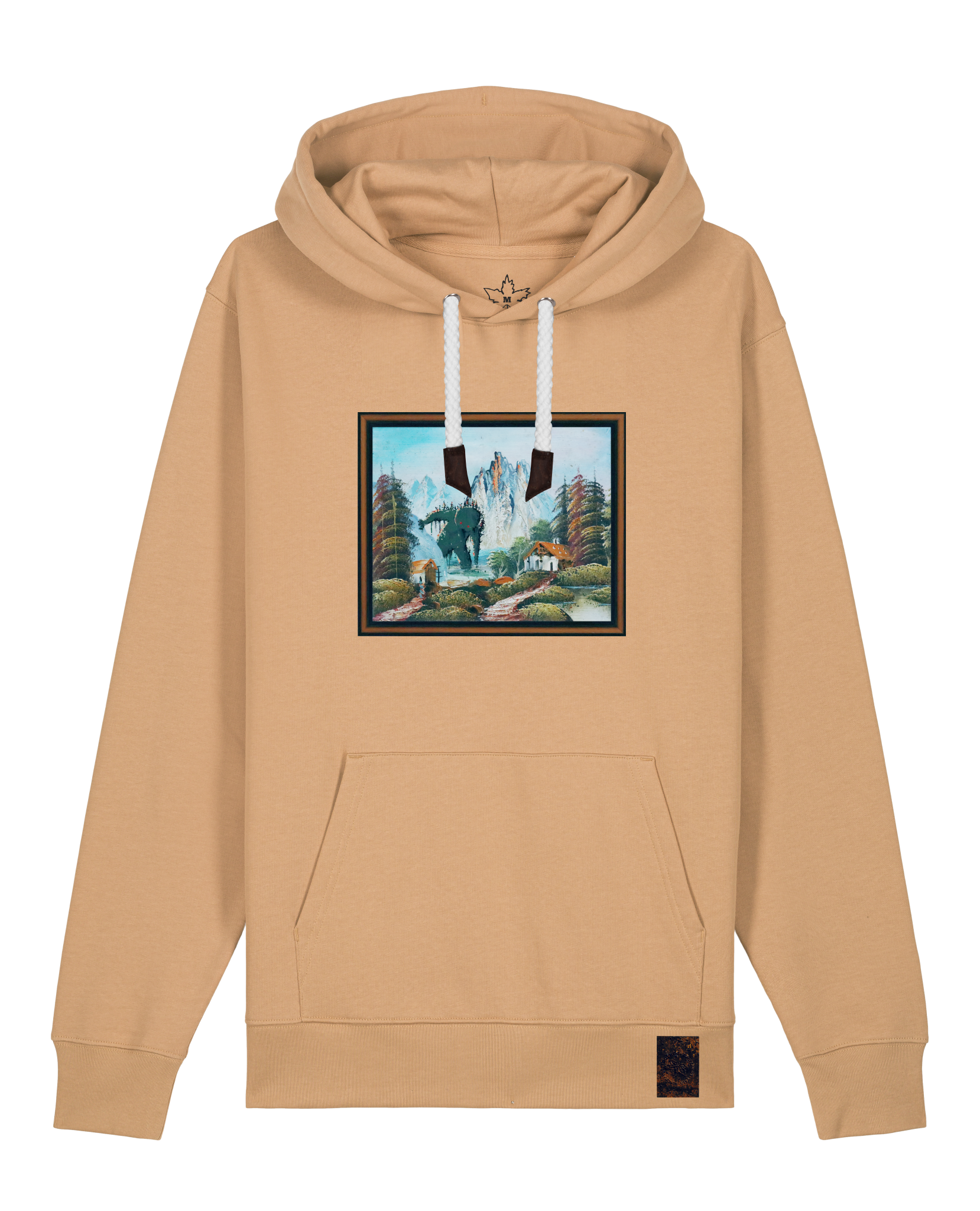 bio-unisex-medium fit-hoodie-krakonoš in holidays-stsu177-meersand-weiße kordel-front