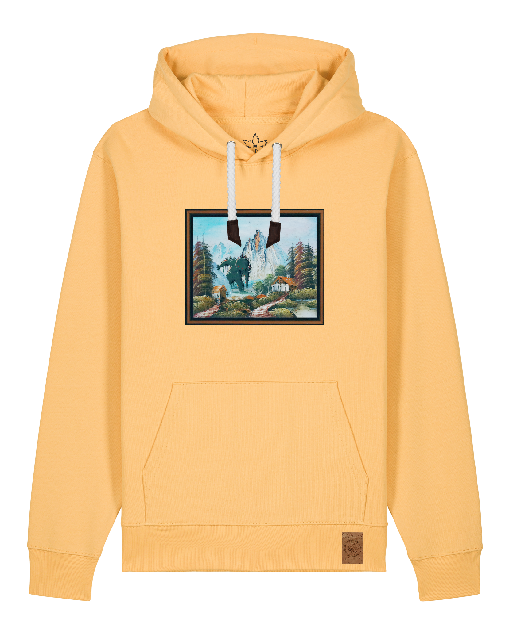 bio-unisex-medium fit-hoodie-krakonoš in holidays-stsu177-senfkorn-weiße kordel-front