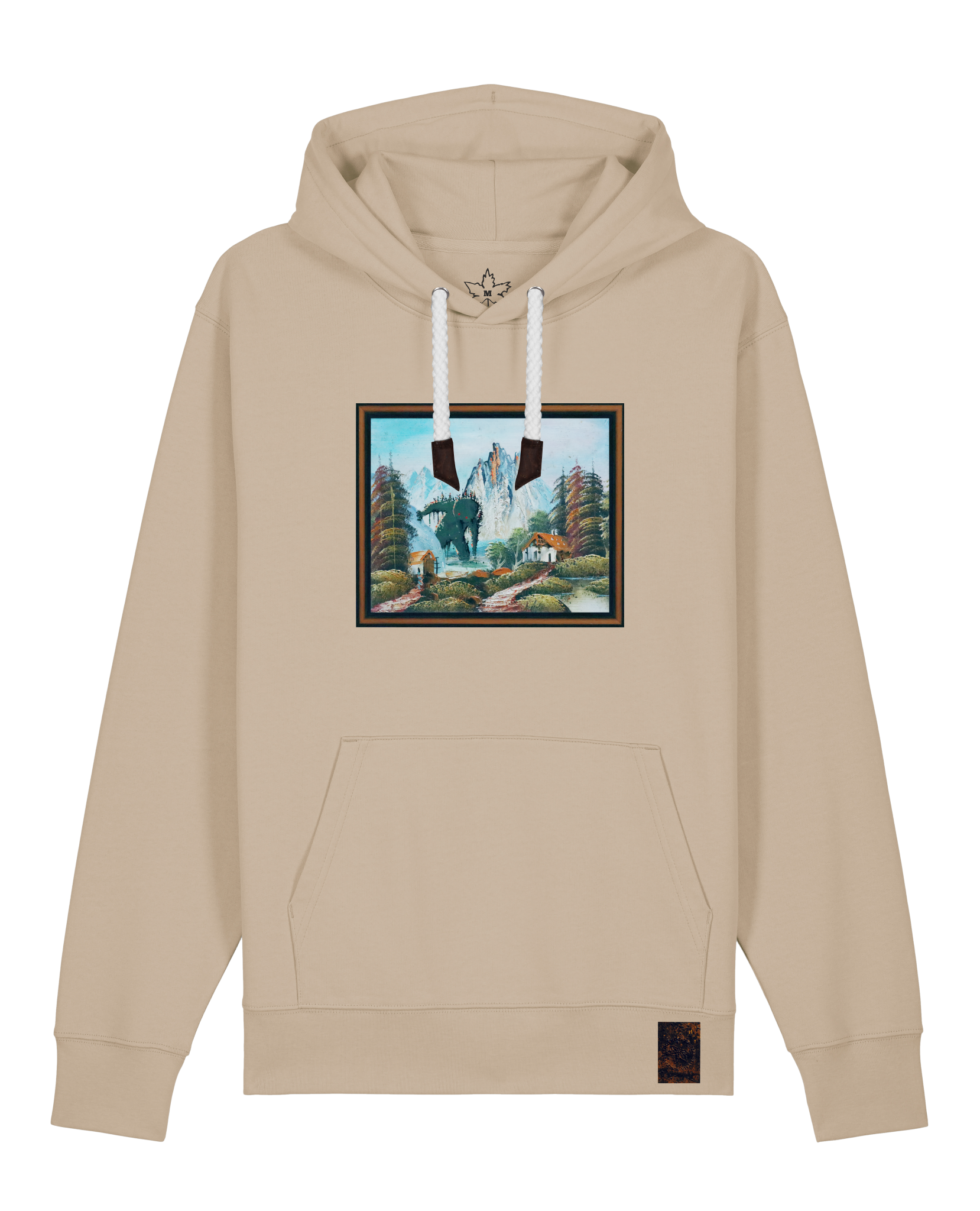 bio-unisex-medium fit-hoodie-krakonoš in holidays-stsu177-treibsand-weiße kordel-front