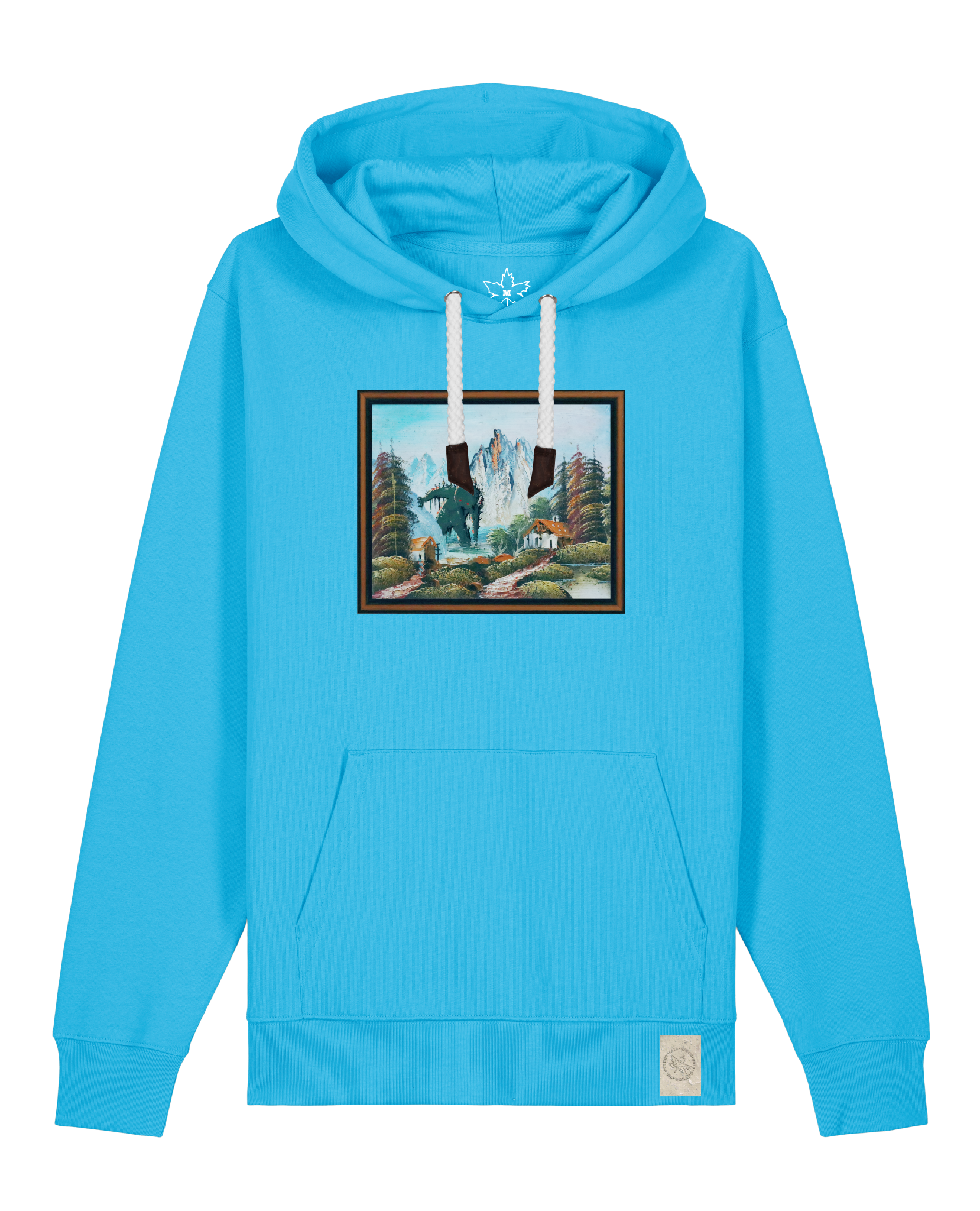 bio-unisex-medium fit-hoodie-krakonoš in holidays-stsu177-wasserblau-weiße kordel-front