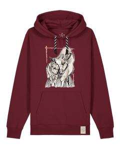 bio-unisex-medium fit-hoodie-kühe-stsu177-burgunder rot-sw kordel-front