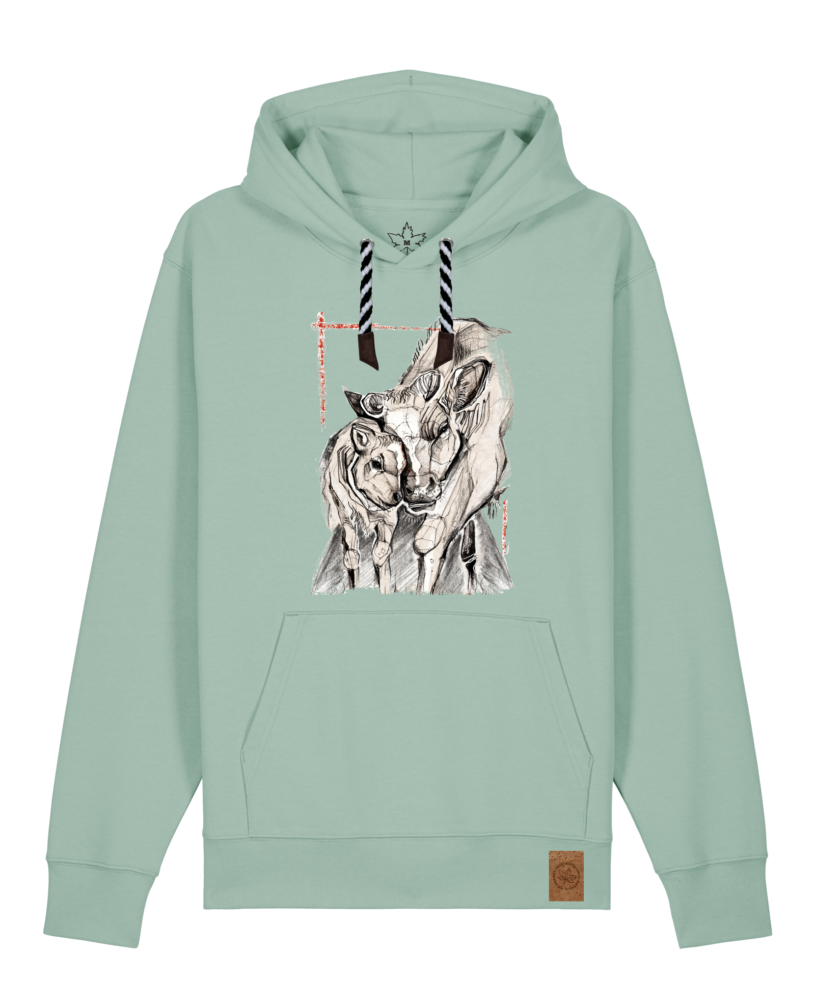 bio-unisex-medium fit-hoodie-kühe-stsu177-eukalyptus-sw kordel-front