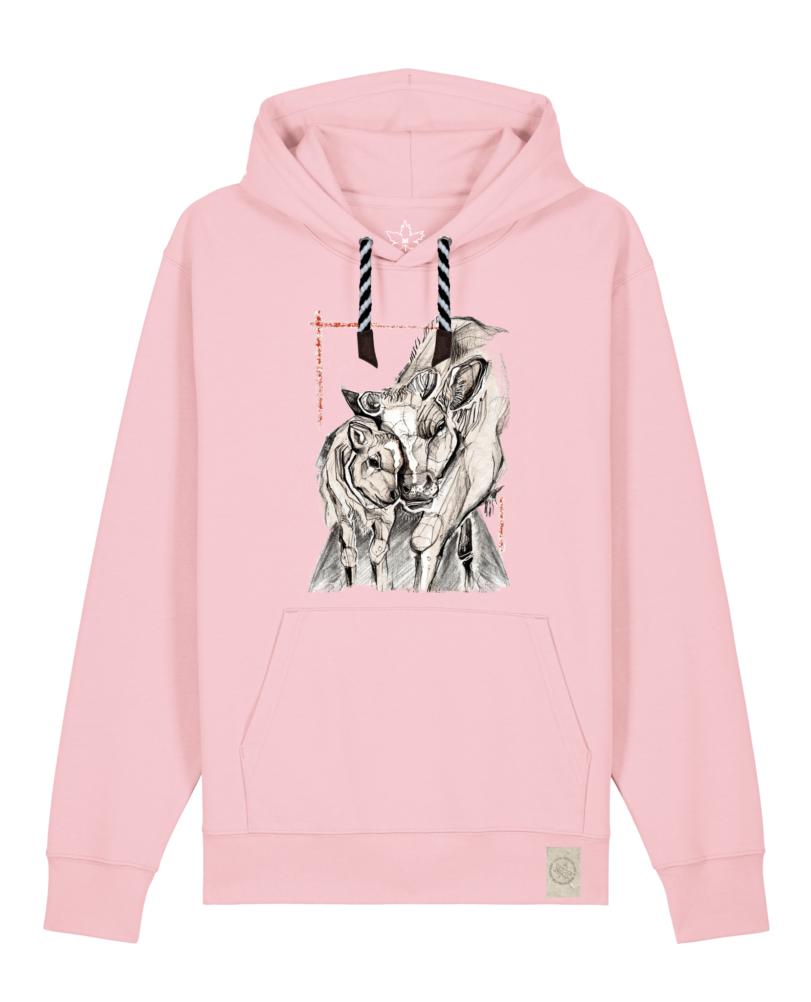 bio-unisex-medium fit-hoodie-kühe-stsu177-flamingo-sw kordel-front