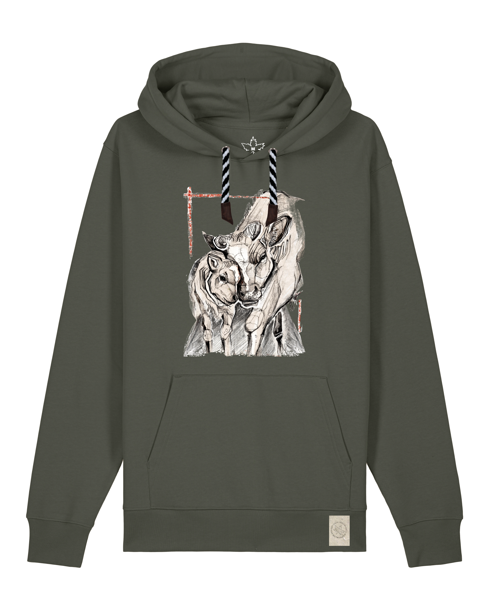 bio-unisex-medium fit-hoodie-kühe-stsu177-grunkohl-sw kordel-front