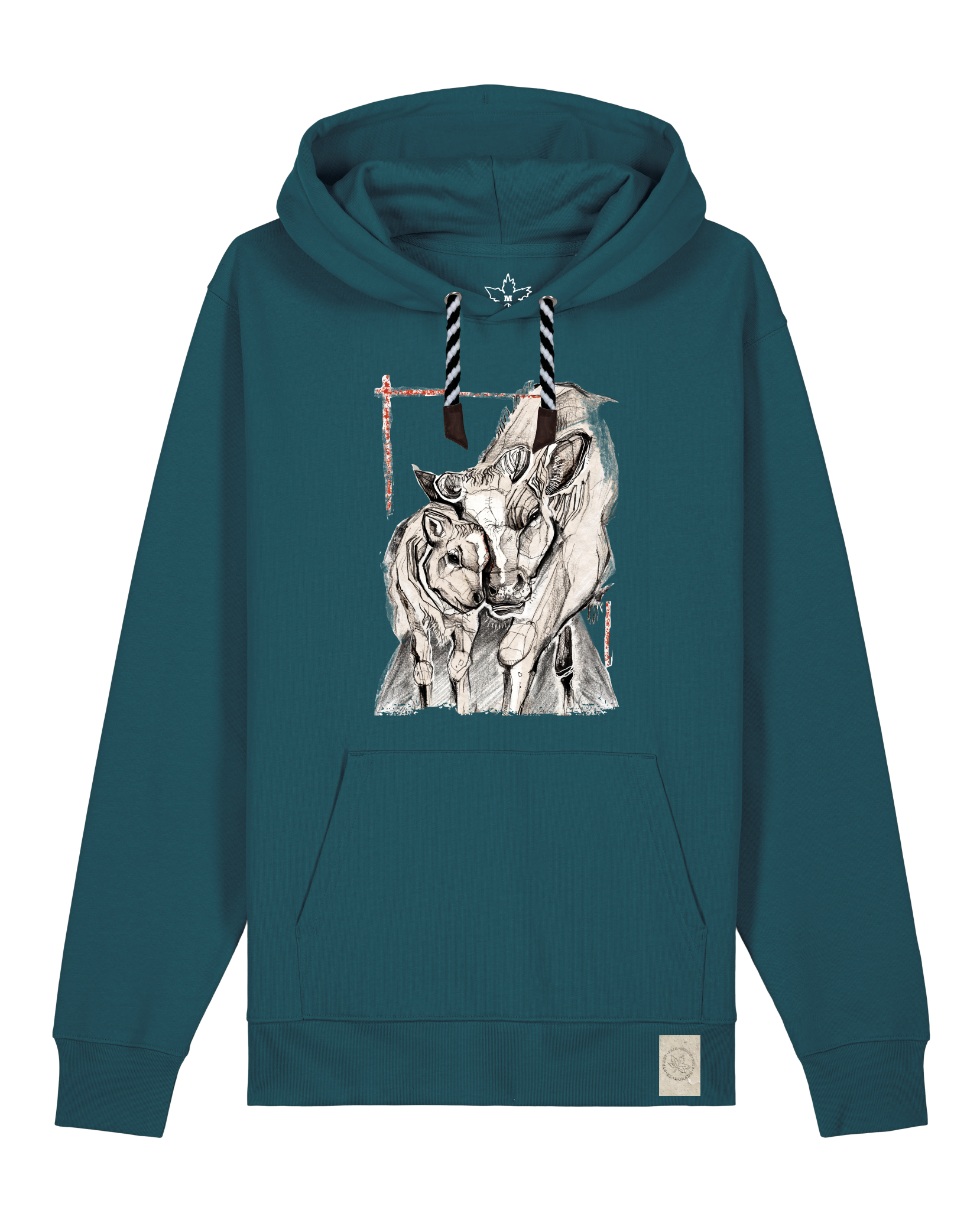 bio-unisex-medium fit-hoodie-kühe-stsu177-nordmanntanne-sw kordel-front