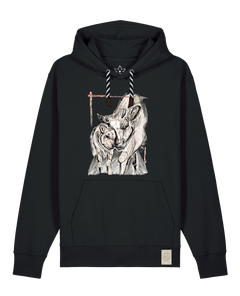 bio-unisex-medium fit-hoodie-kühe-stsu177-schwarz-sw kordel-front