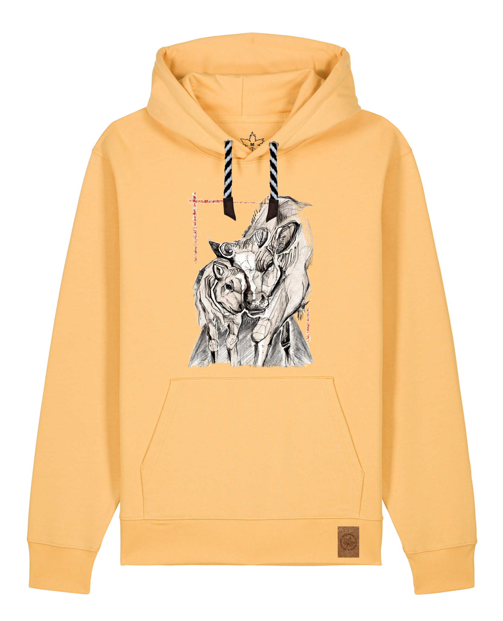 bio-unisex-medium fit-hoodie-kühe-stsu177-senfkorn-sw kordel-front