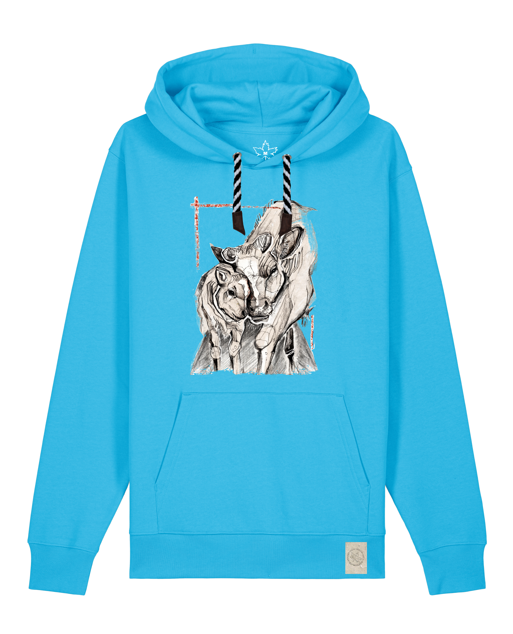 bio-unisex-medium fit-hoodie-kühe-stsu177-wasserblau-sw kordel-front