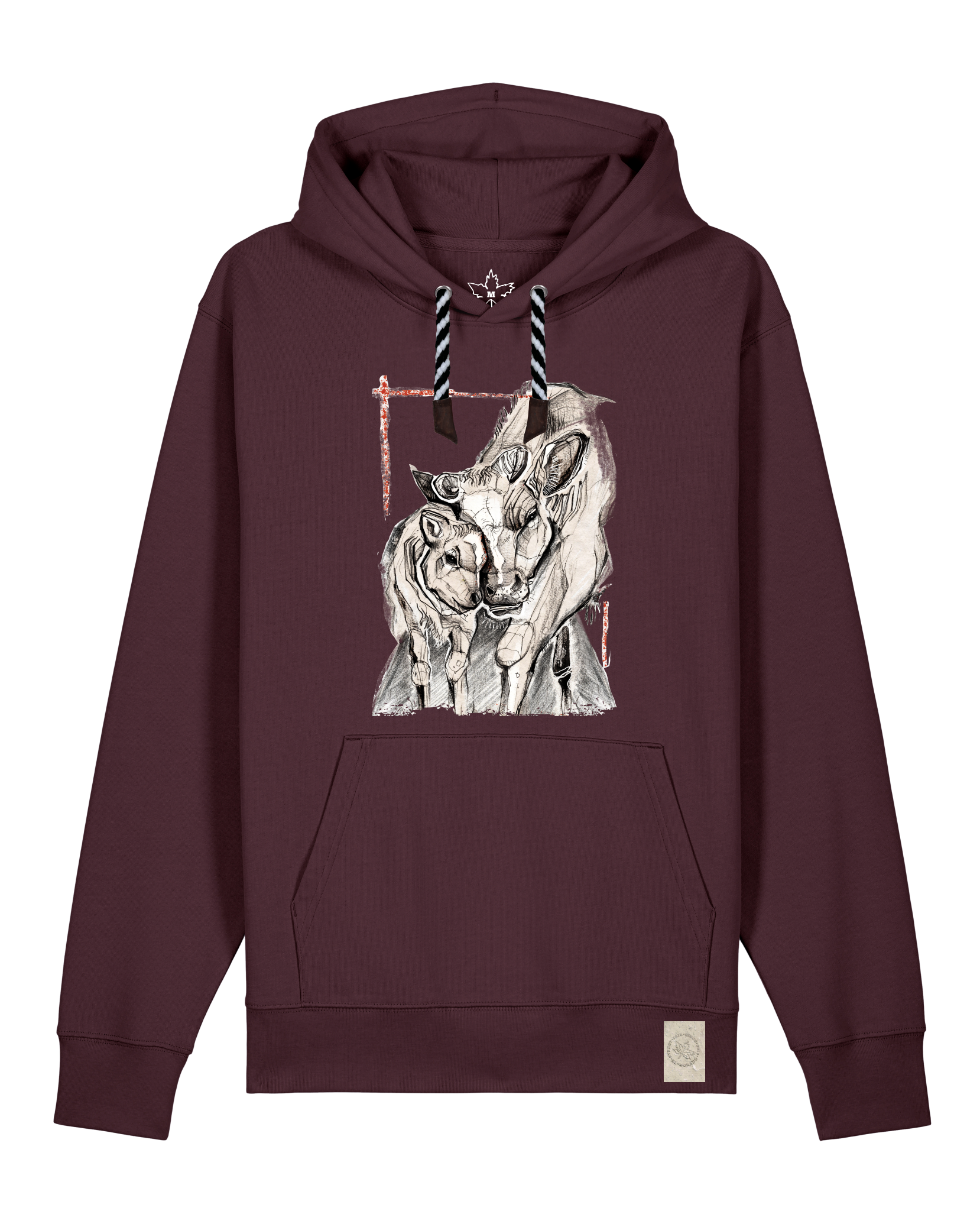 bio-unisex-medium fit-hoodie-kühe-stsu177-zartbitter-sw kordel-front