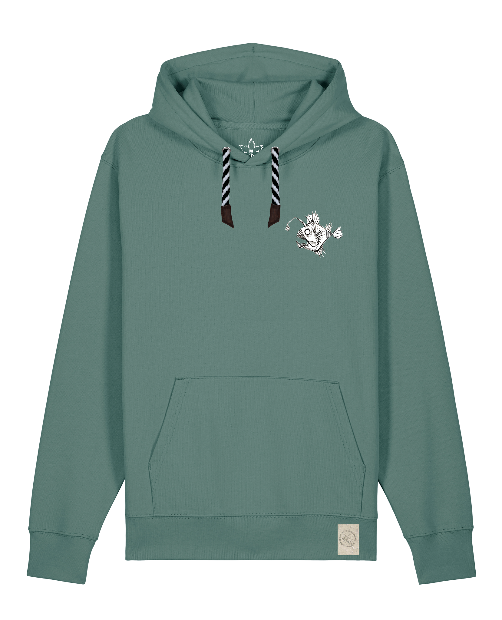 bio-unisex-medium fit-hoodie-lampionfisch (backprint)-stsu177-blautanne-sw kordel-front