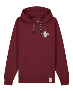 bio-unisex-medium fit-hoodie-lampionfisch (backprint)-stsu177-burgunder rot-sw kordel-front