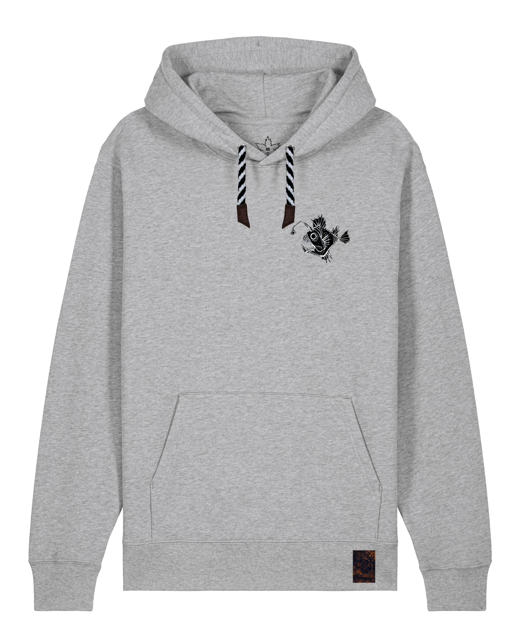 bio-unisex-medium fit-hoodie-lampionfisch (backprint)-stsu177-mausgrau-sw kordel-front