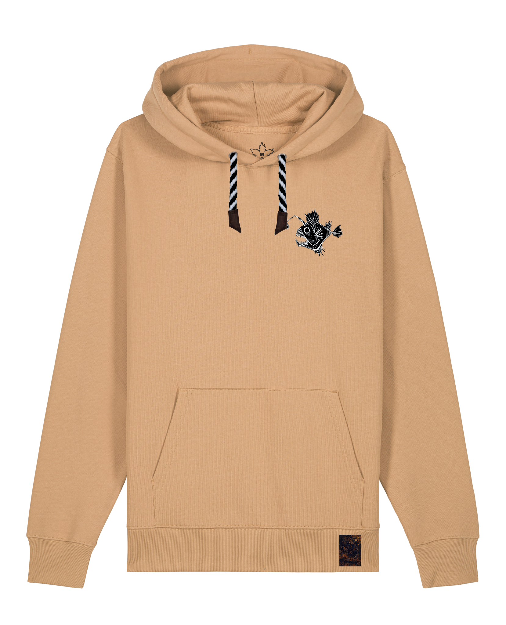 bio-unisex-medium fit-hoodie-lampionfisch (backprint)-stsu177-meersand-sw kordel-front