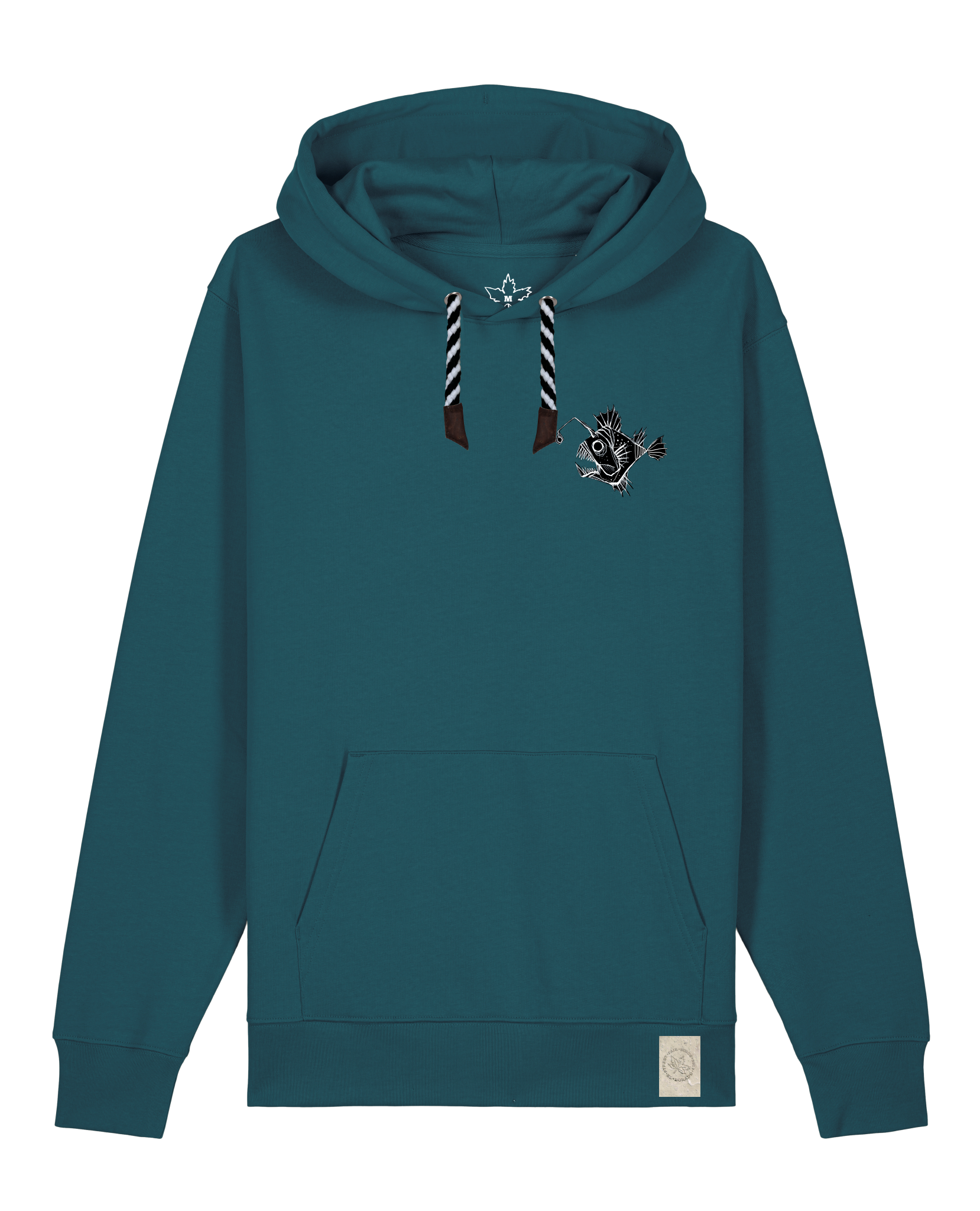 bio-unisex-medium fit-hoodie-lampionfisch (backprint)-stsu177-nordmanntanne-sw kordel-front