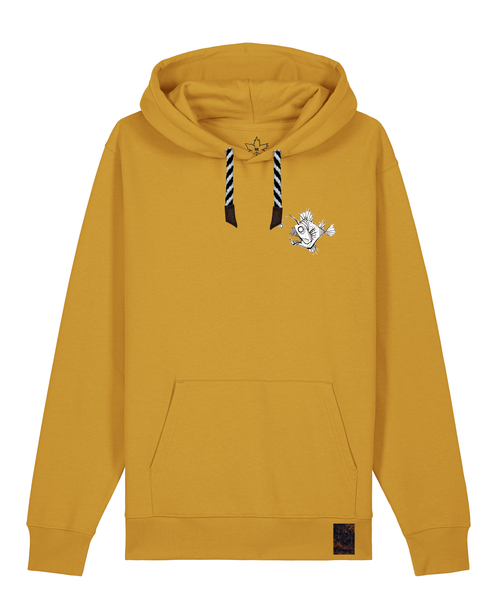 bio-unisex-medium fit-hoodie-lampionfisch (backprint)-stsu177-senf-sw kordel-front